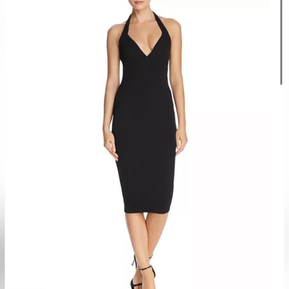 NWT NOOKIE Medea Halter Bodycon Cockatil Midi Black Dress Sz Small - Picture 1 of 6